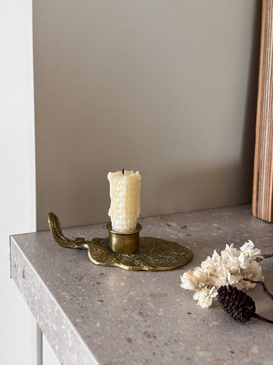 Vintage Solid Brass Water Lily Leaf Chamberstick