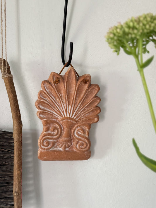 Vintage Handmade Terracotta Antefix Shell Wall Hanging