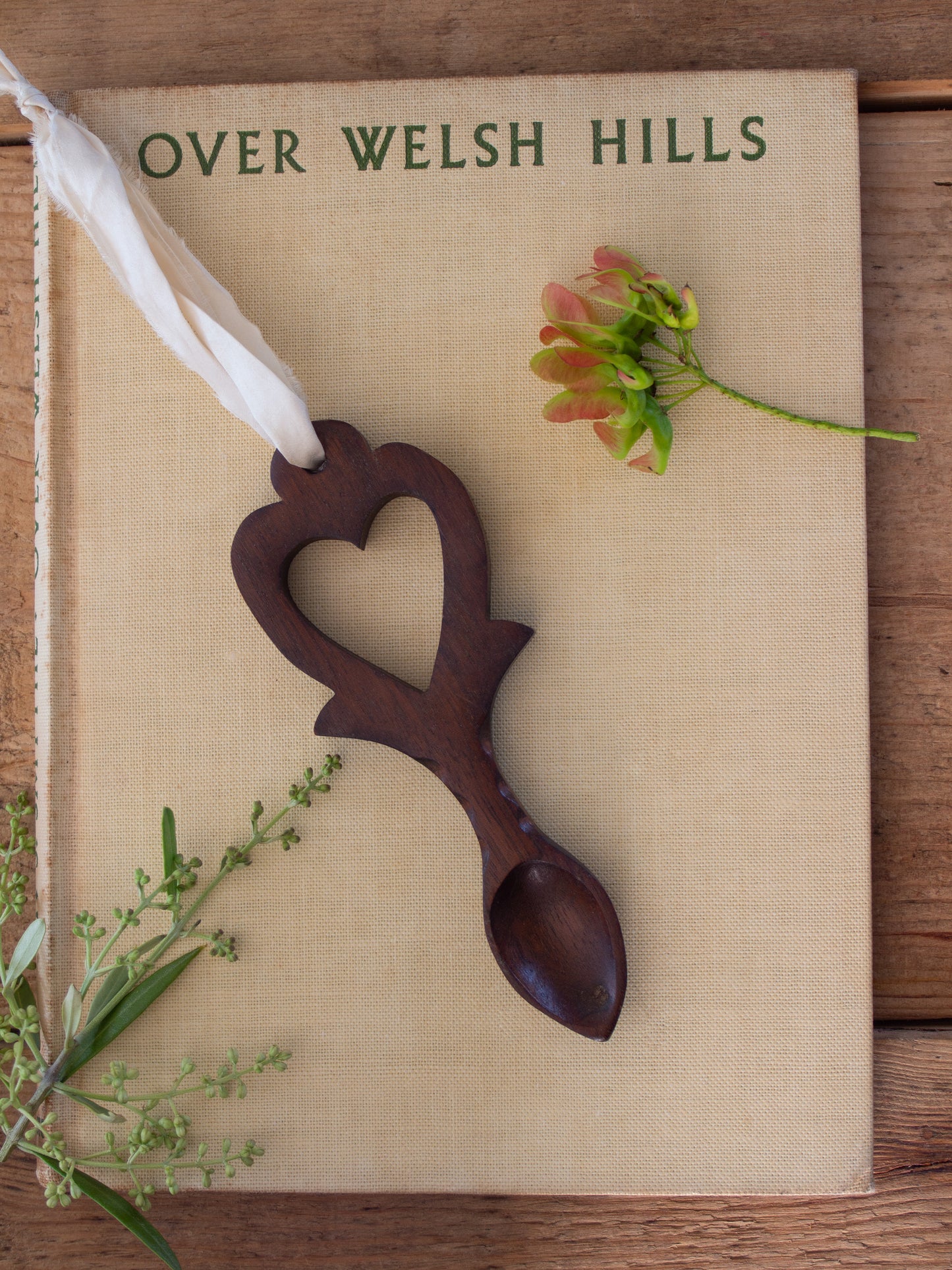 Vintage Hand-Carved Welsh Love Spoon