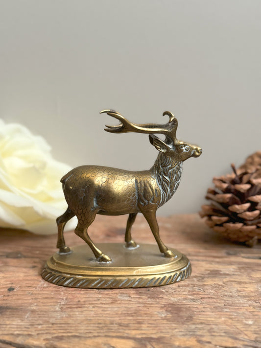 Antique Solid Brass Reindeer Sculpture