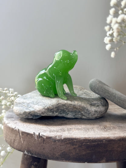 Vintage Hand-Carved Aventurine Pig Sculpture