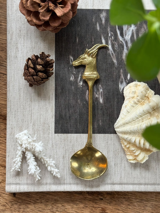 Vintage Solid Brass Antelope Spoon
