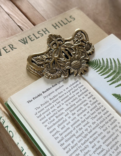 Vintage Solid Brass Sunflower Letter Clip