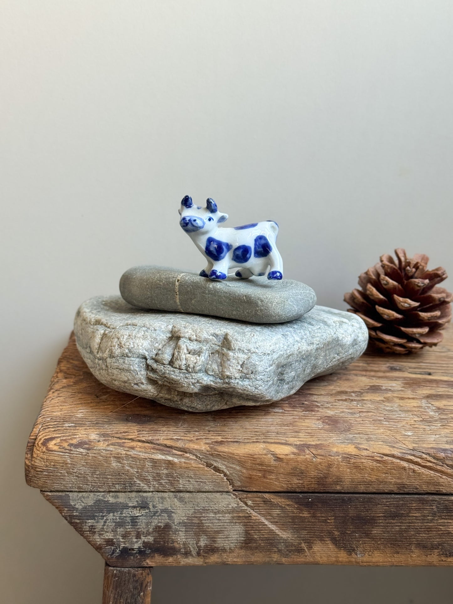 Vintage Miniature Hand-Painted Porcelain Cow