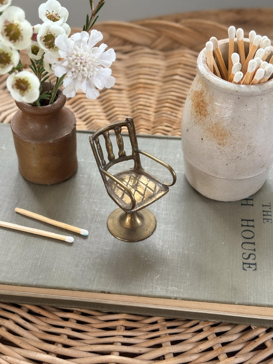 Vintage Miniature Solid Brass Chair