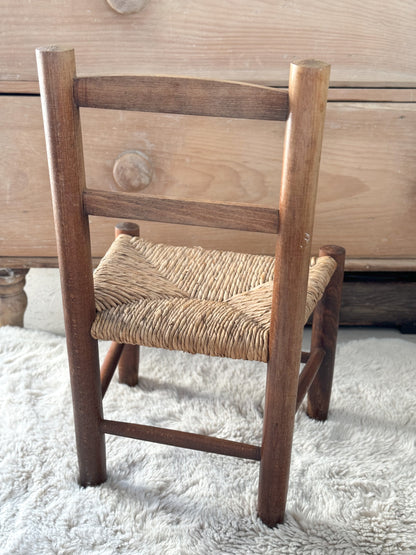 Vintage Wooden Child’s Chair with Rush Seat