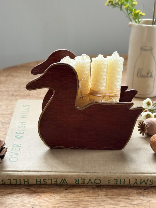 Vintage Midcentury Wooden Duck Keepsake Holder