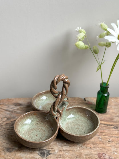 Studio Pottery Roped Handle Pinch Pot