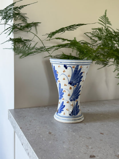 Vintage Large Blue & White Studio Pottery Vase