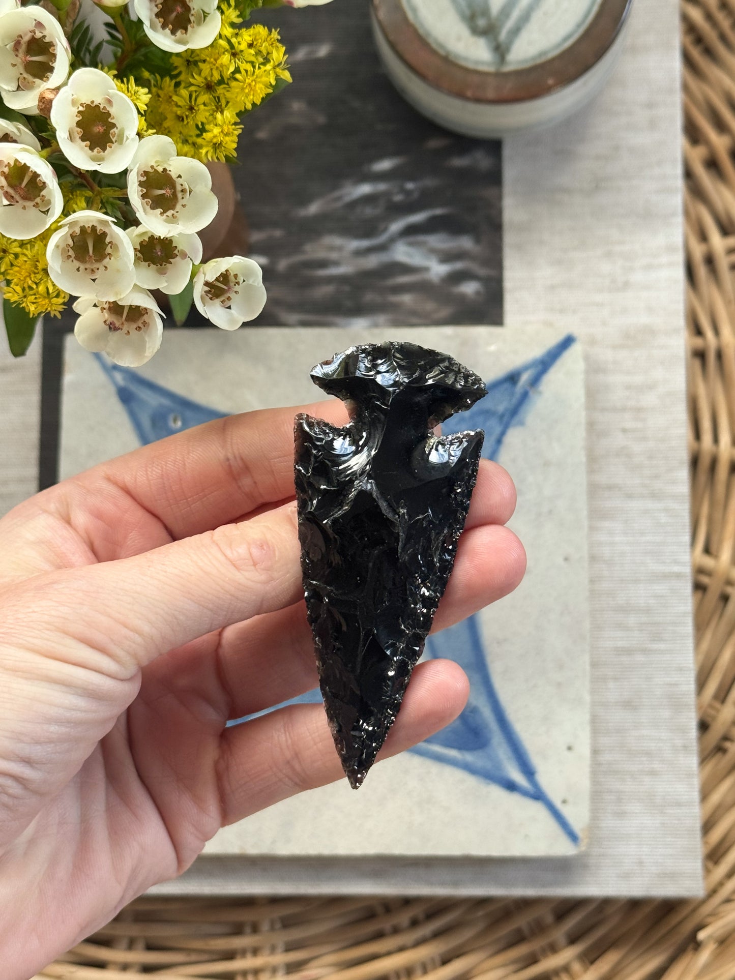 Hand-Carved Obsidian Arrowhead (Small)