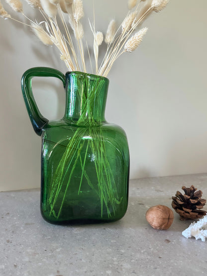 Vintage Handblown Art Glass Pitcher, Empoli, Italy