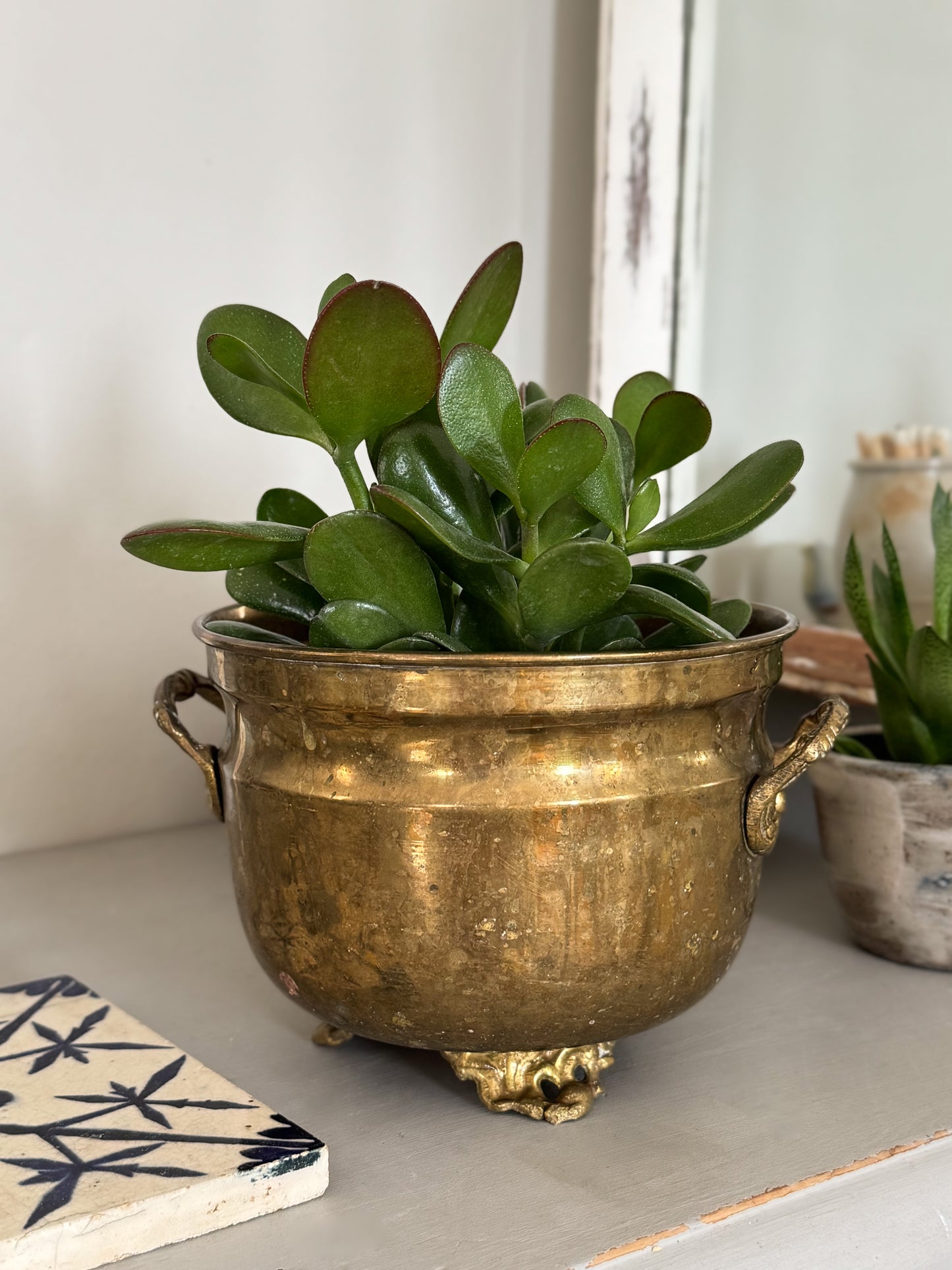 Vintage Indian Brass Cauldron Planter