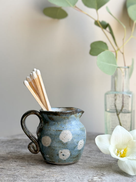 Miniature Studio Pottery Polka Dot Creamer