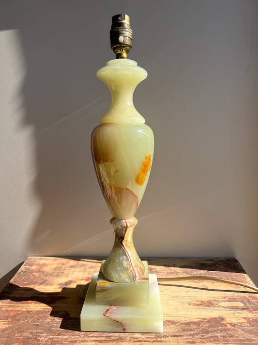 Vintage Midcentury Solid Hand-Carved Italian Onyx Lamp • Fully Working