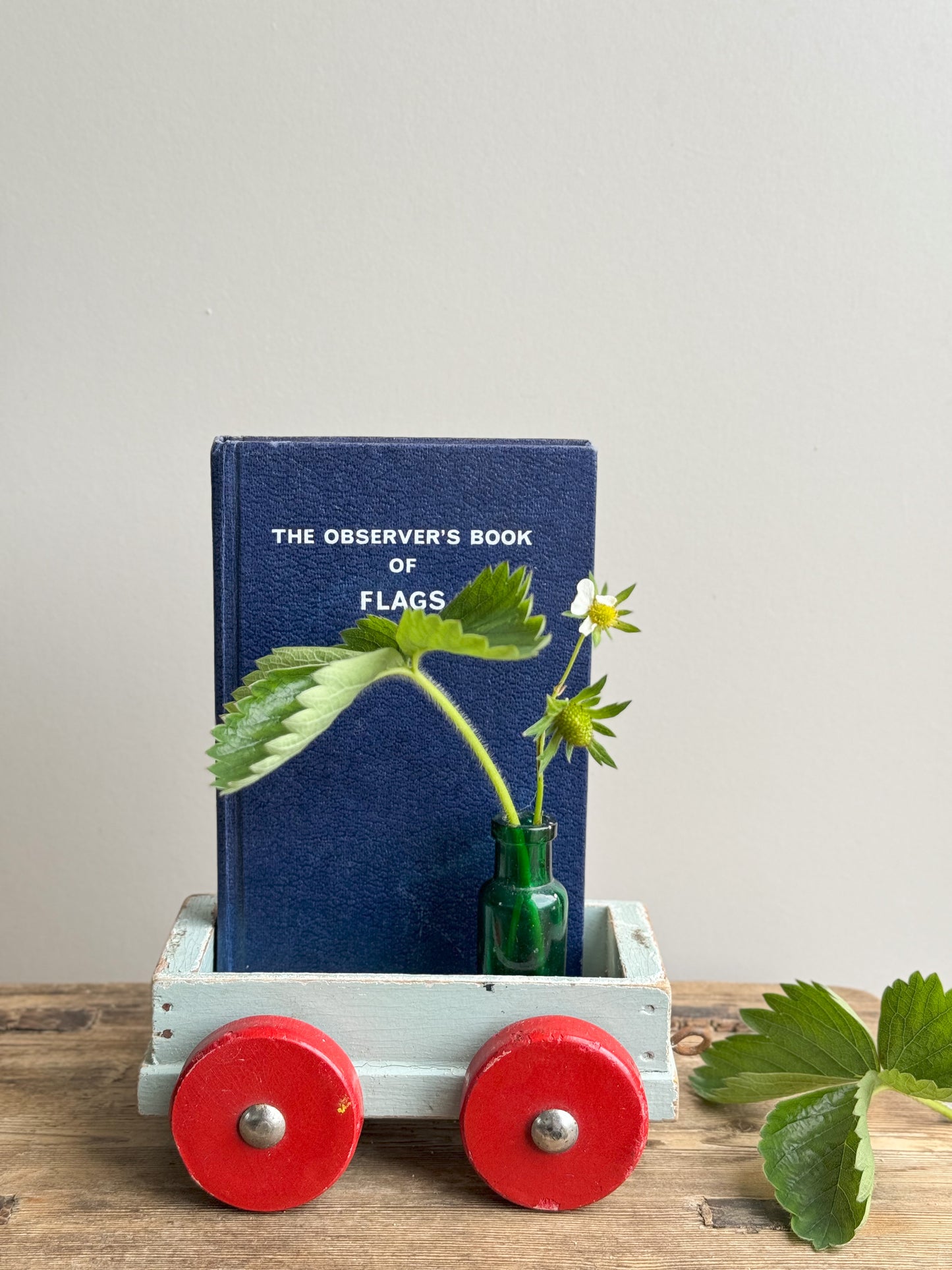 Vintage 1950s Wooden Toy Cart - Blue