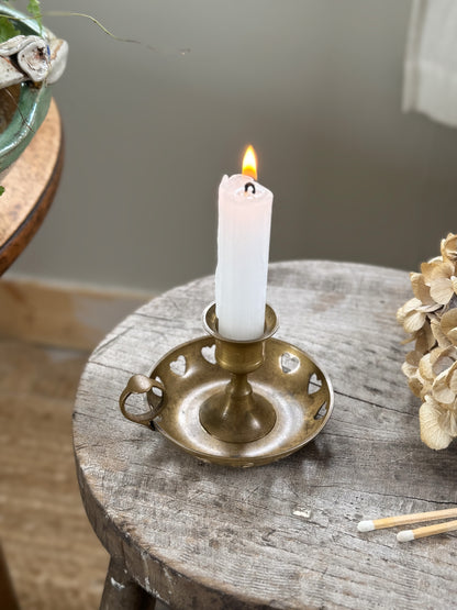 Vintage Brass Heart Chamberstick