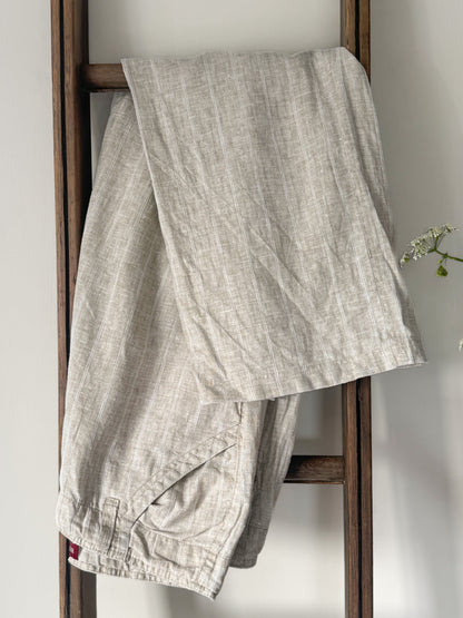 Subtle Stripe 100% Linen Trousers by Blue Line - Size L