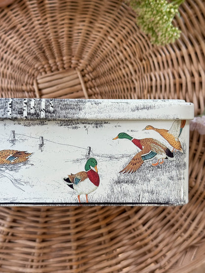 Vintage French Enamel Tin - Mallard Ducks Scene (Massilly, France)