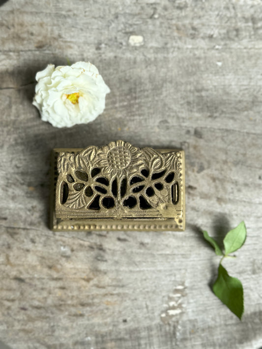 Solid Brass Sunflower Inkwell