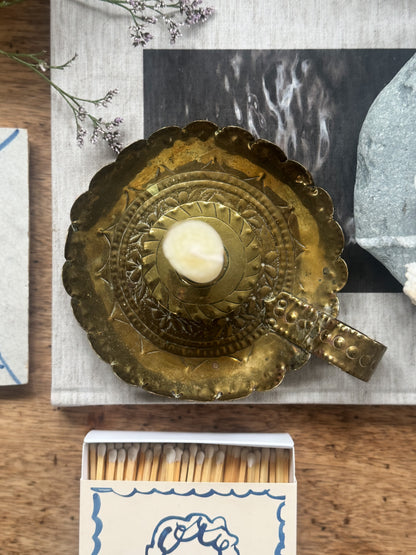 Antique Art Nouveau Scalloped Brass Chamberstick