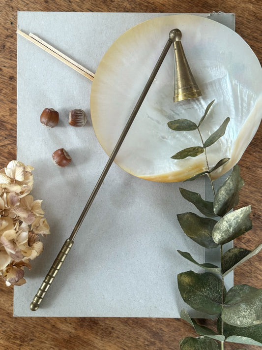 Vintage Brass Candle Snuffer with Fluted Bell