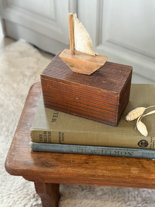 Vintage Handmade Folk Art ‘Little Boat’ Box