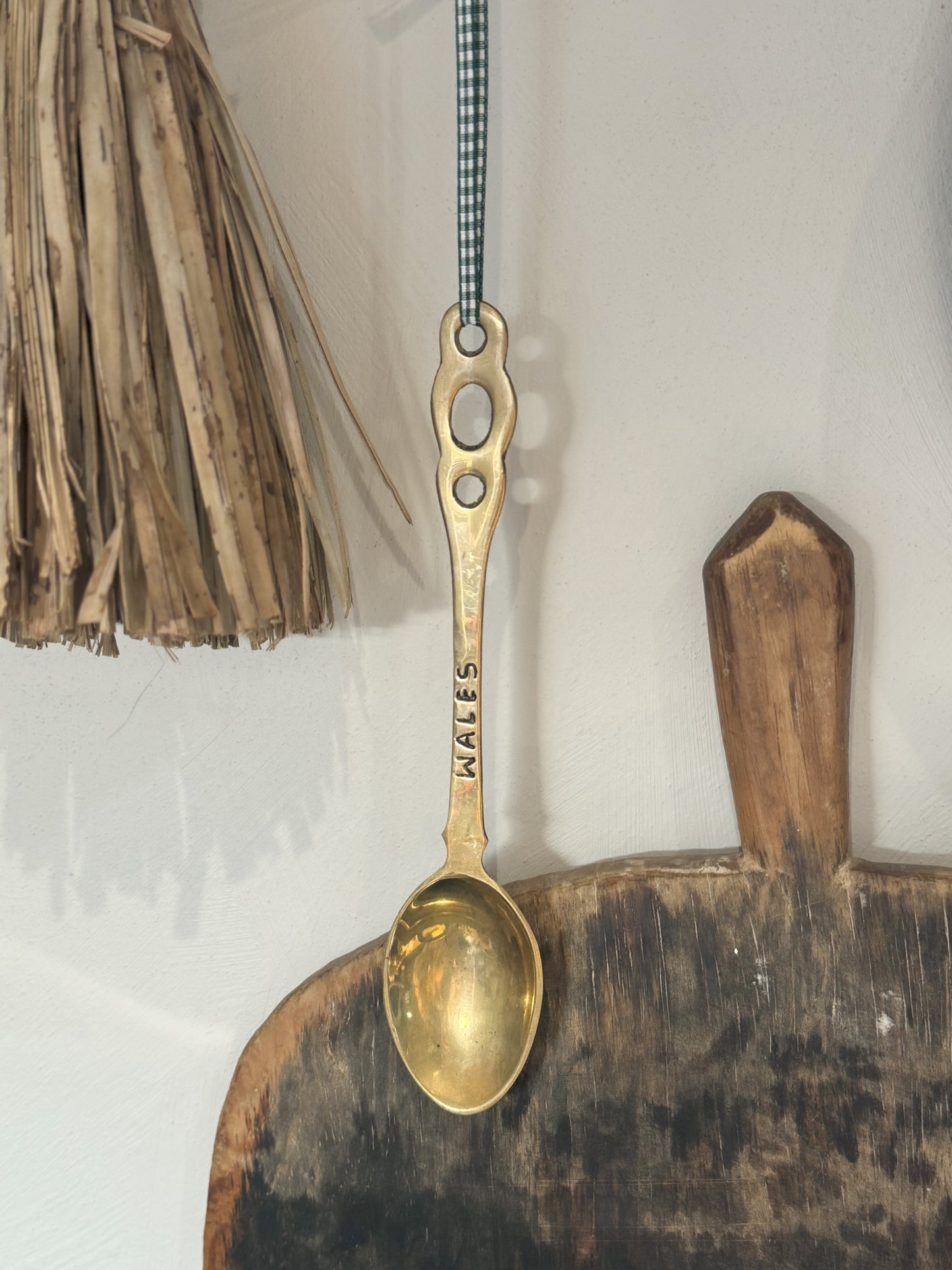 Vintage Solid Brass Welsh Spoon