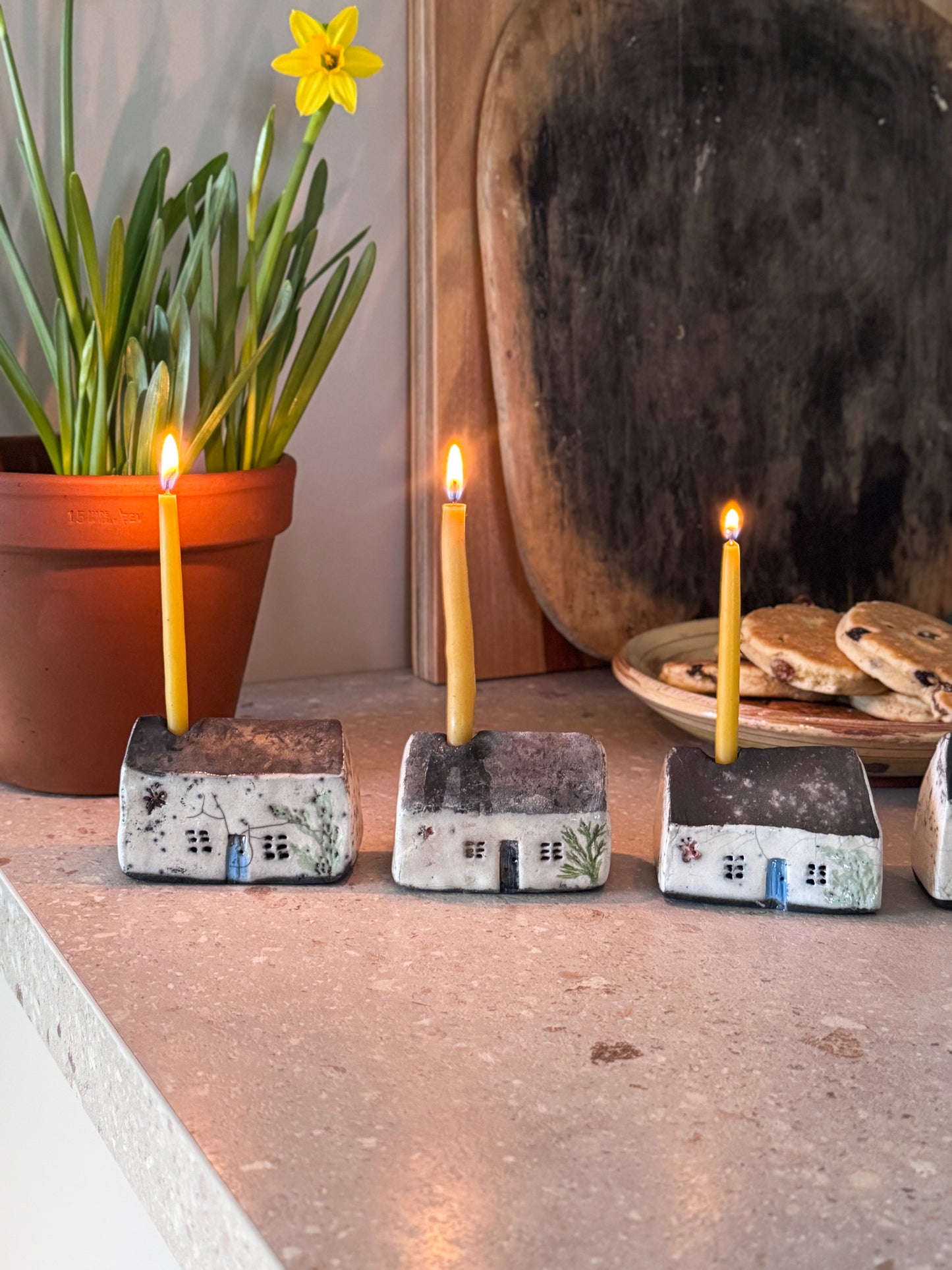 Hiraeth Cottage • Bwthyn Hiraeth Raku Candle Holders