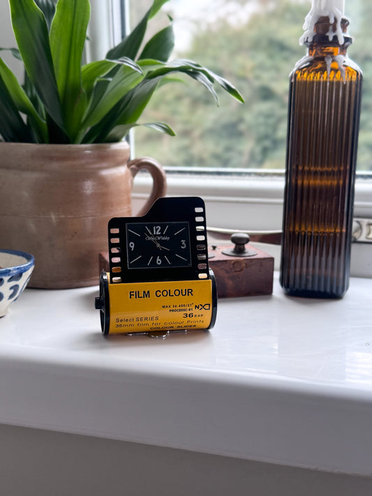 Rare Vintage 35mm Film Spool Desk Clock - Wm. Widdop (Fully Working)
