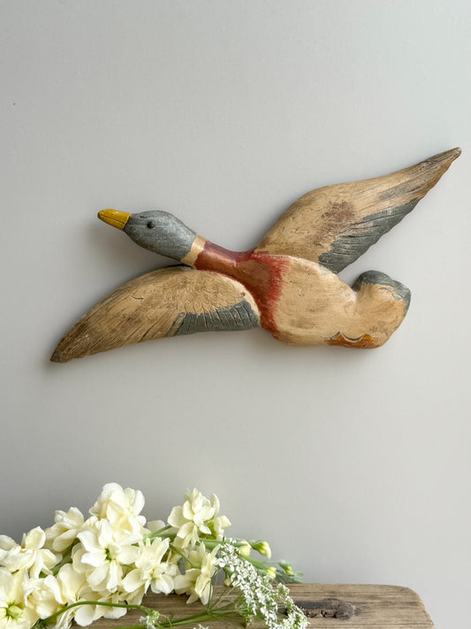 Antique Handmade Wooden Wall Mountable Duck