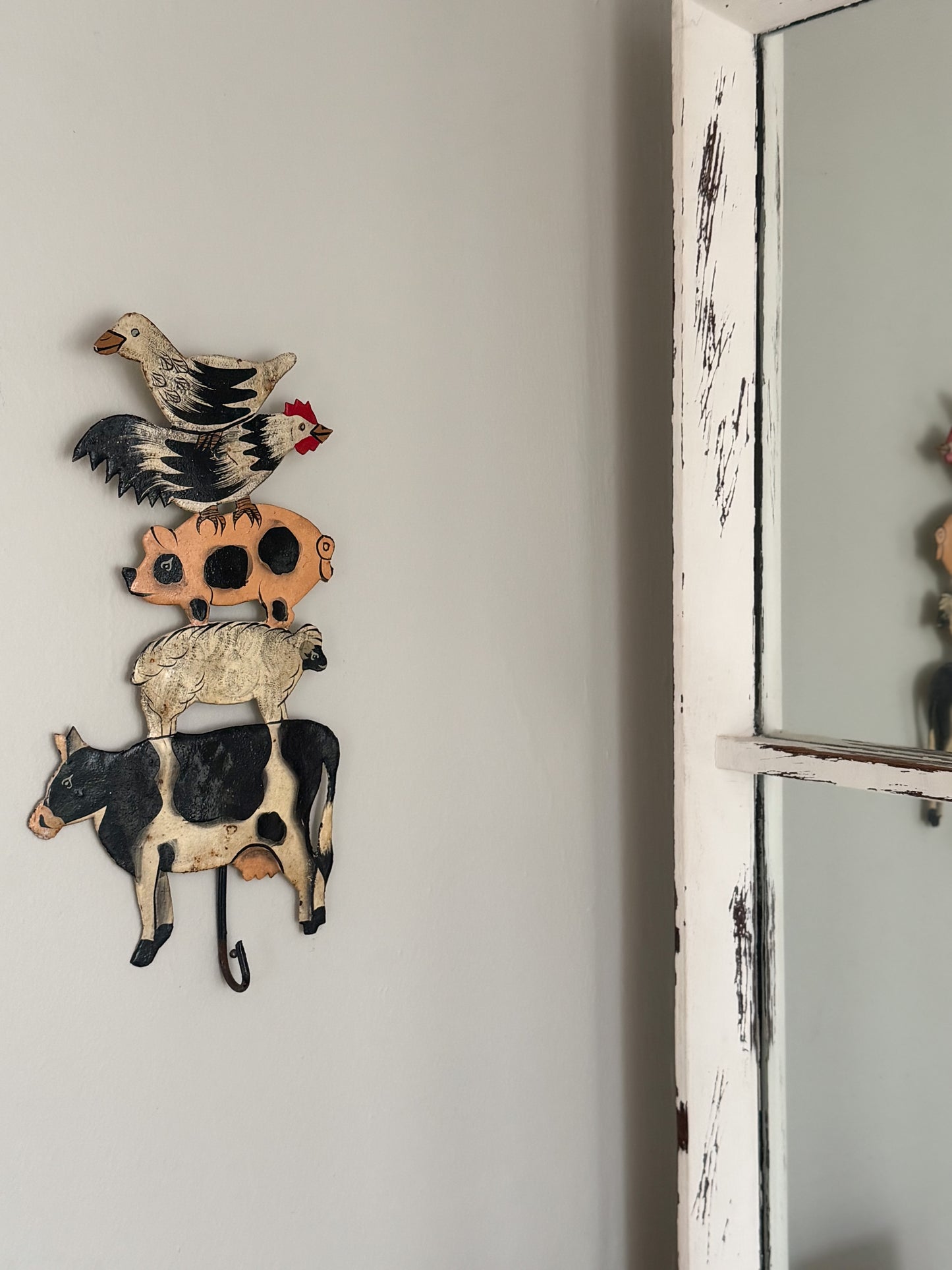Vintage Handmade Metal Folk Art Farm Animal Wall Hook