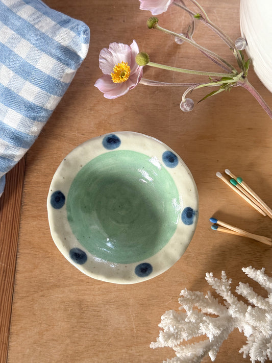 Vintage Studio Pottery Polka Dot Trinket Dish