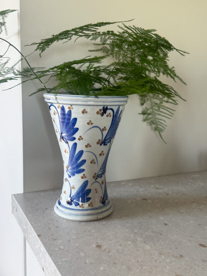Vintage Large Blue & White Studio Pottery Vase