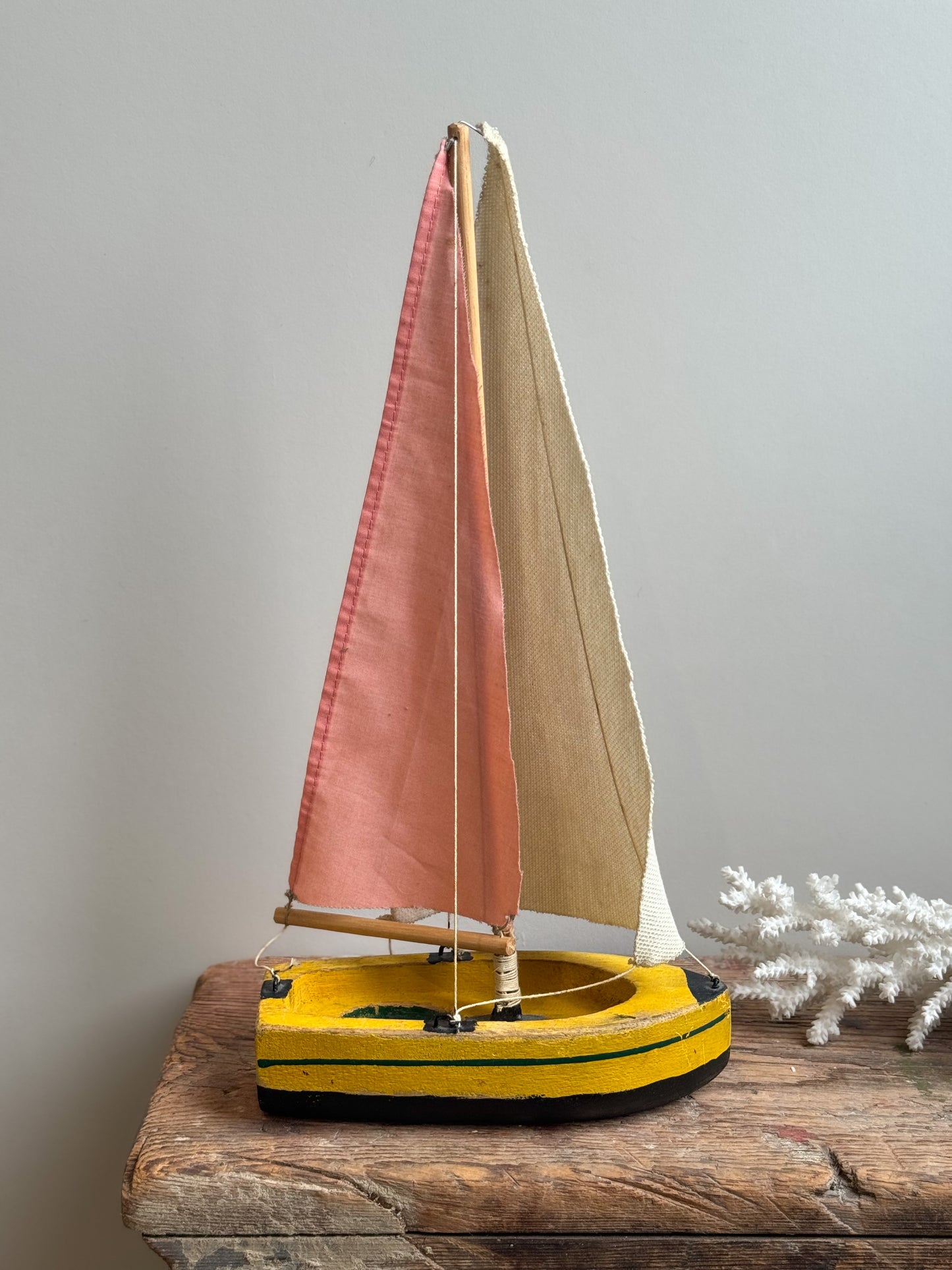 Vintage Handmade Wooden Sailing Boat