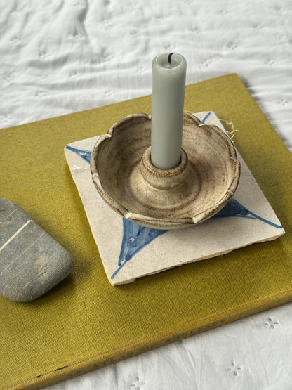 Vintage Welsh Studio Pottery Scalloped Candle Holder by Ewenny Clay Pits