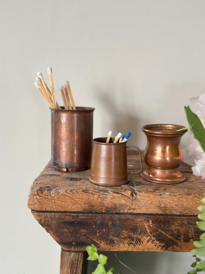 Trio of Vintage Miniature Copper Pots