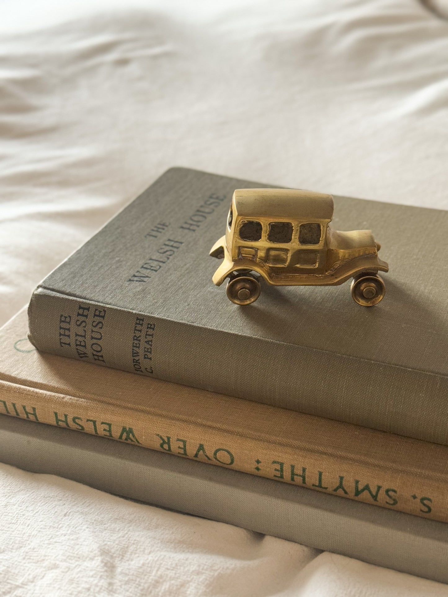 Vintage Solid Brass Car with Turning Wheels