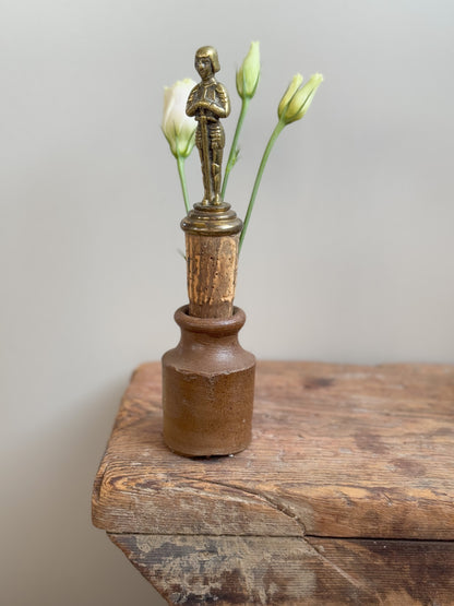 Antique Brass Knight Bottle Stopper