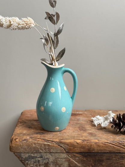 Vintage 1950s Polka Dot Slipware Jug - Sandygate Pottery, Devon