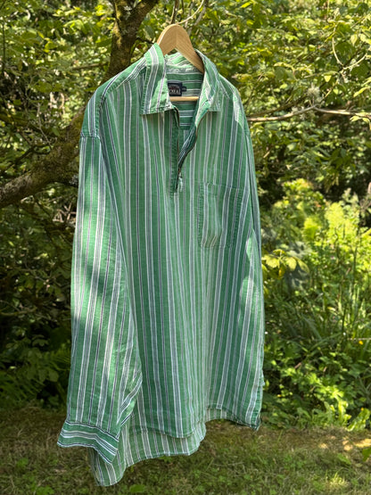 Vintage McNeal Green Striped Linen Tunic (Size XXL)