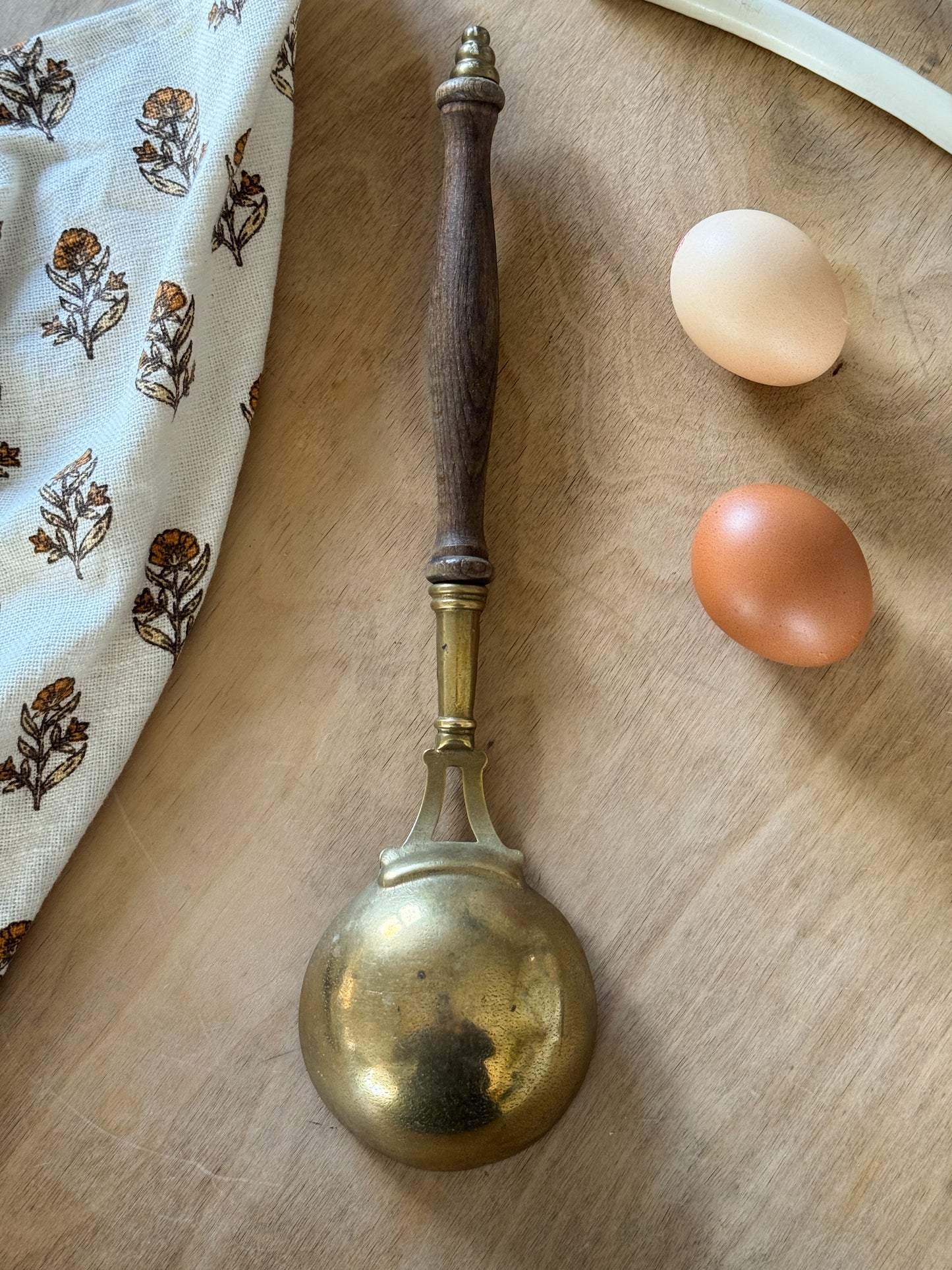 Vintage Brass & Wooden Ladle