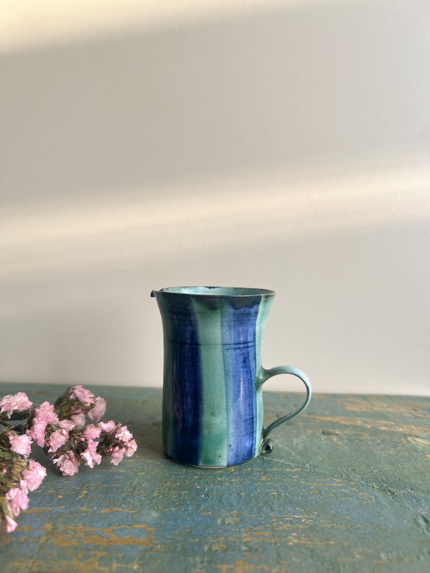 Striped Studio Pottery Glazed Milk Jug by Elizabeth MacPhail