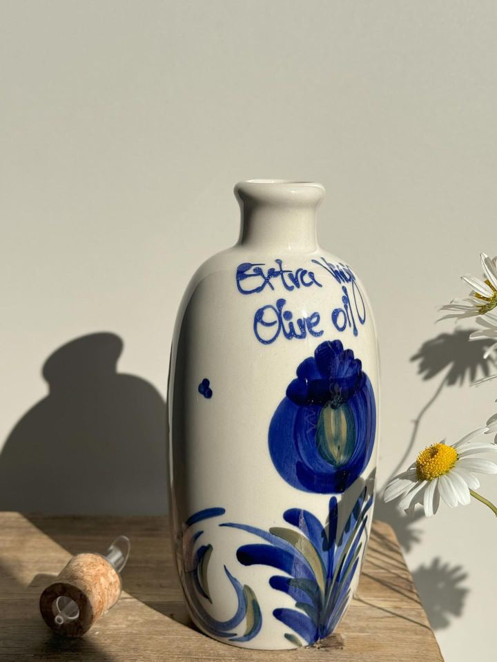 Contemporary Handmade Glazed Ceramic Olive Oil Bottle - Made in Spain