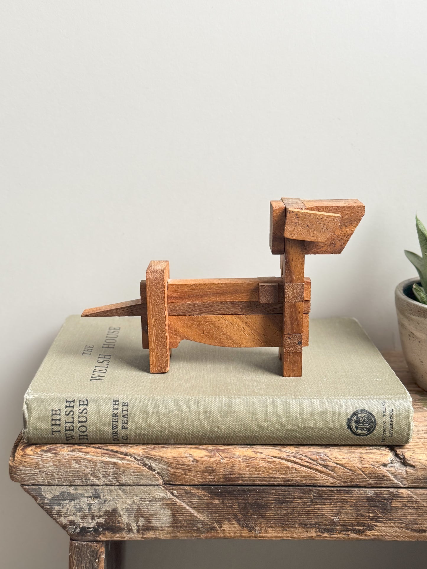 Handmade Wooden Geometric Abstract Dog