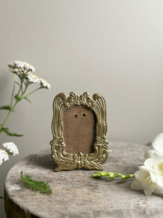 Vintage Small Solid Brass Floral Detail Frame