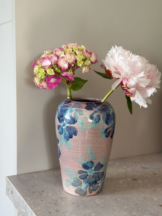 Vintage Floral Studio Pottery Vase by Conwy Pottery, North Wales
