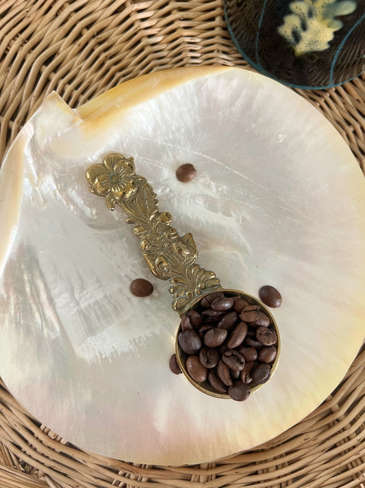 Vintage Solid Brass Floral Coffee/Tea Scoop