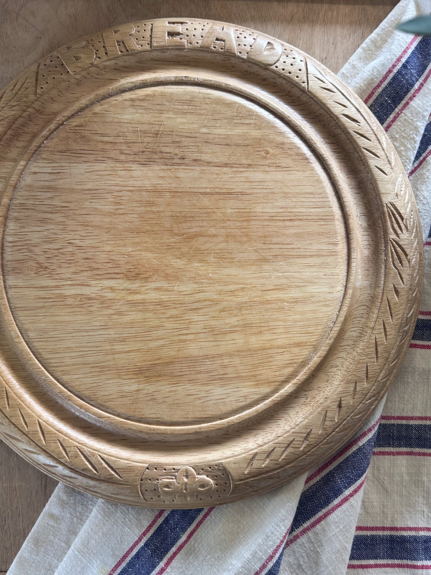 Vintage Large Hand-Carved Solid Pine Bread Board