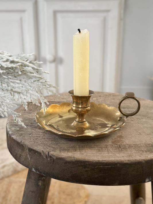 Vintage Scalloped Brass Chamberstick