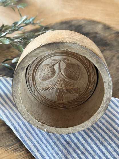 Large Antique Victorian Hand-Carved Strawberry Butter Stamp